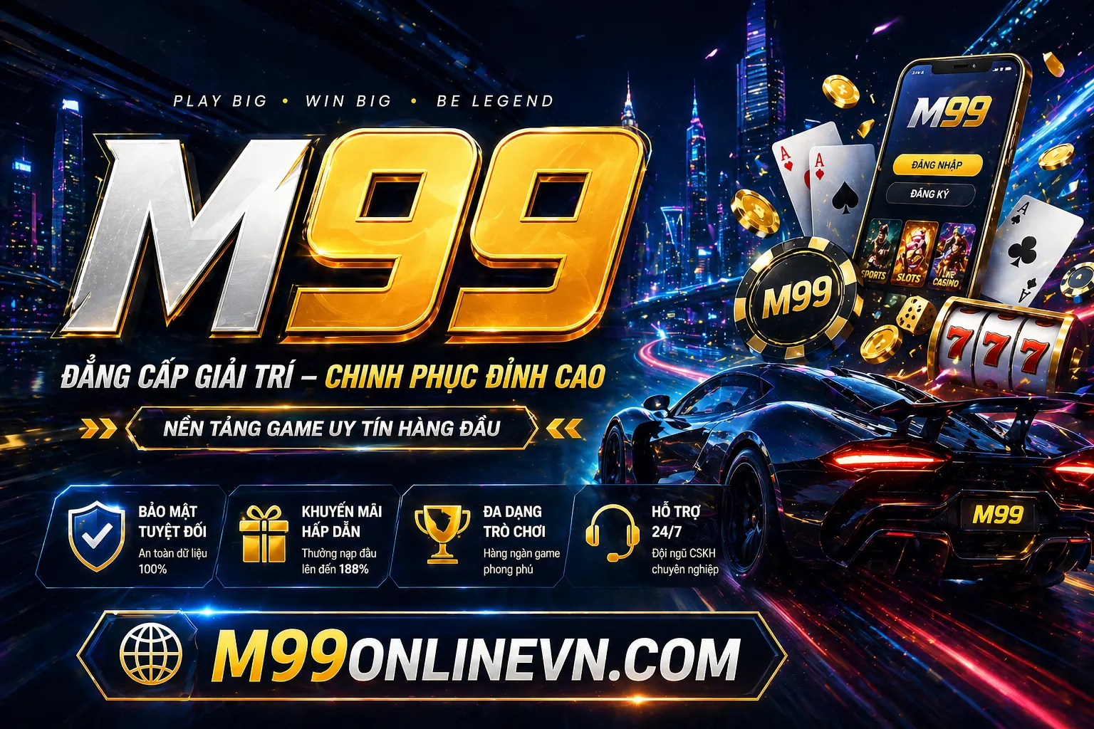 Hình ảnh quảng cáo các ưu đãi hấp dẫn của M99 Login 2026